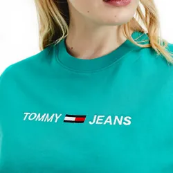 Tee shirt manche courte femme Tommy Jeans Modern linear logo Vert - ZESHOES
