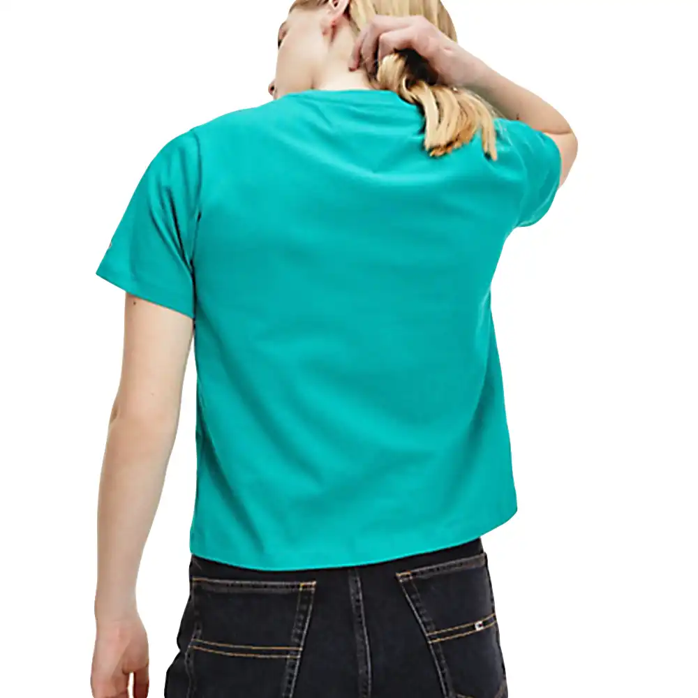 Tee shirt manche courte femme Tommy Jeans Modern linear logo Vert - ZESHOES