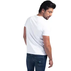 T shirt manche courte homme Guess Est logo Blanc - ZESHOES