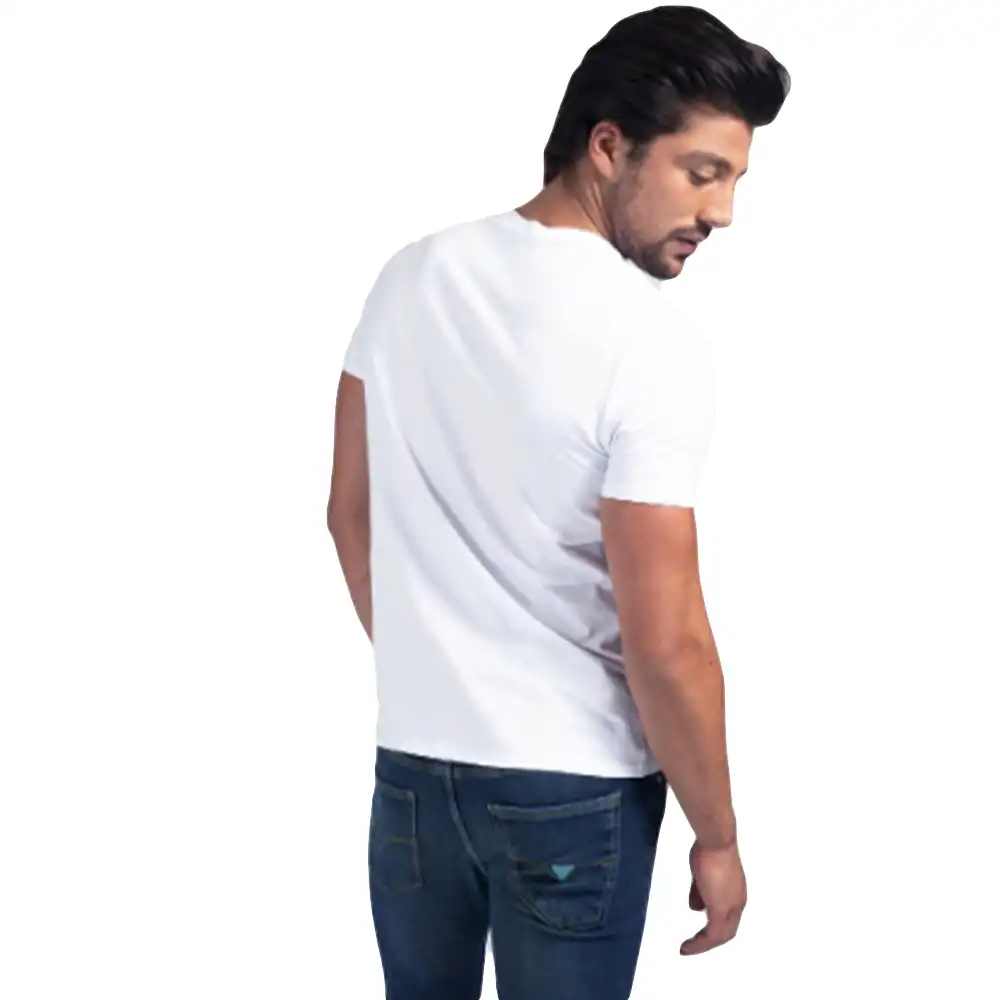 T shirt manche courte homme Guess Est logo Blanc - ZESHOES