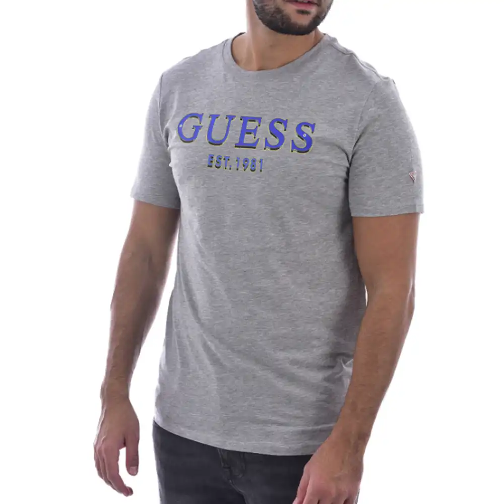 T shirt manche courte homme Guess Est 1981 Gris - ZESHOES