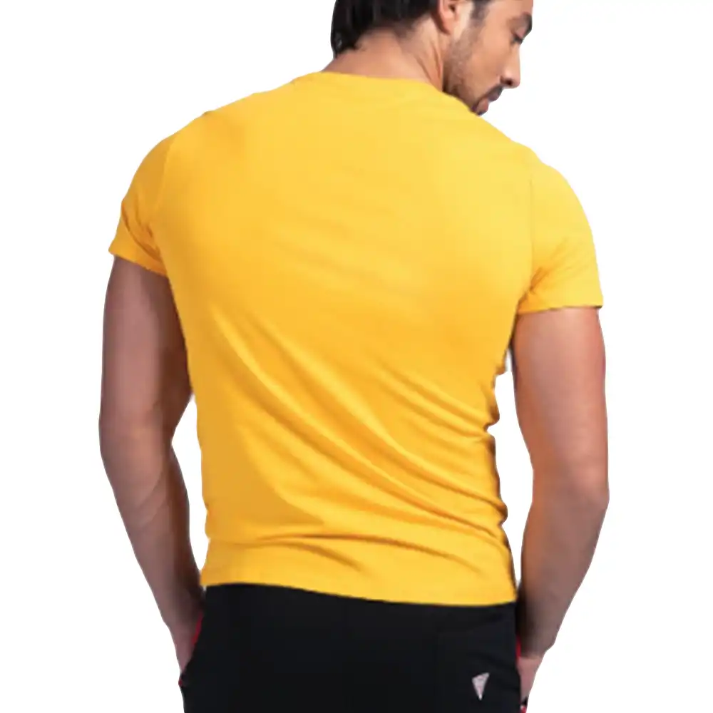 T shirt manche courte homme Guess Logo triangle Jaune - ZESHOES