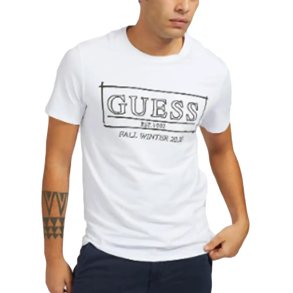 T shirt manche courte homme Guess Z logo Blanc - ZESHOES