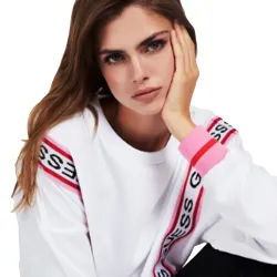 Pull femme Guess straped Blanc - ZESHOES