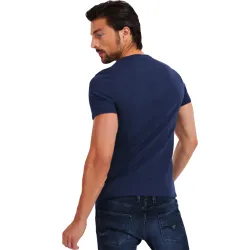 T shirt manche courte homme Guess Triangle logo Bleu - ZESHOES