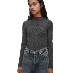 Pull femme Calvin Klein Esprit motard Gris - ZESHOES