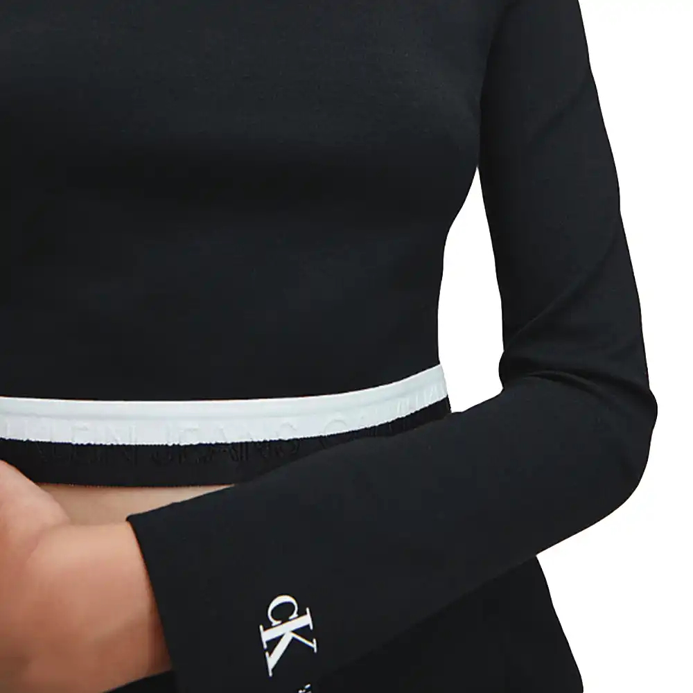 Tee shirt manche longue femme Calvin Klein Jersey milano Noir - ZESHOES Tee shirt manche longue femme Calvin Klein Jersey milano Noir - ZESHOES