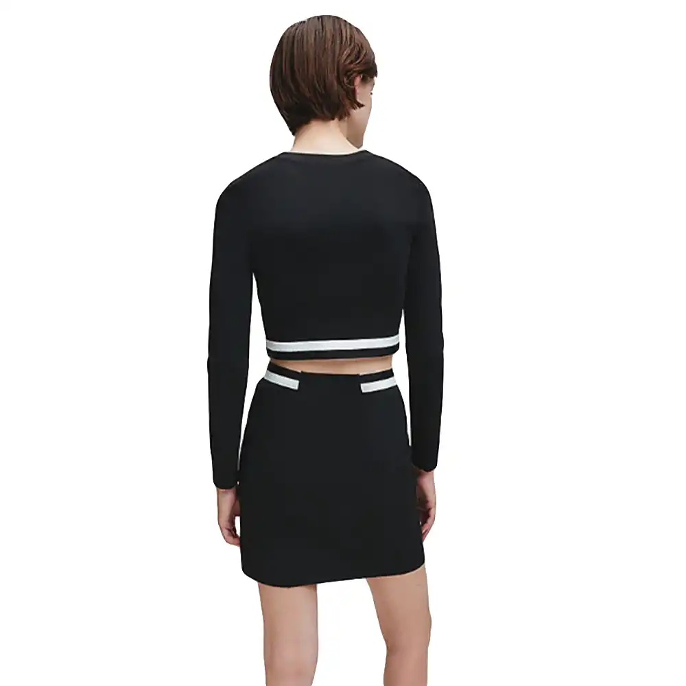 Tee shirt manche longue femme Calvin Klein Jersey milano Noir - ZESHOES Tee shirt manche longue femme Calvin Klein Jersey milano Noir - ZESHOES