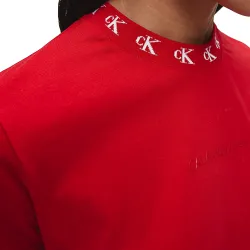 Tee shirt manche courte femme Calvin Klein Logo col Rouge - ZESHOES Tee shirt manche courte femme Calvin Klein Logo col Rouge - ZESHOES