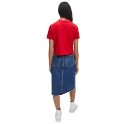 Tee shirt manche courte femme Calvin Klein Logo col Rouge - ZESHOES Tee shirt manche courte femme Calvin Klein Logo col Rouge - ZESHOES