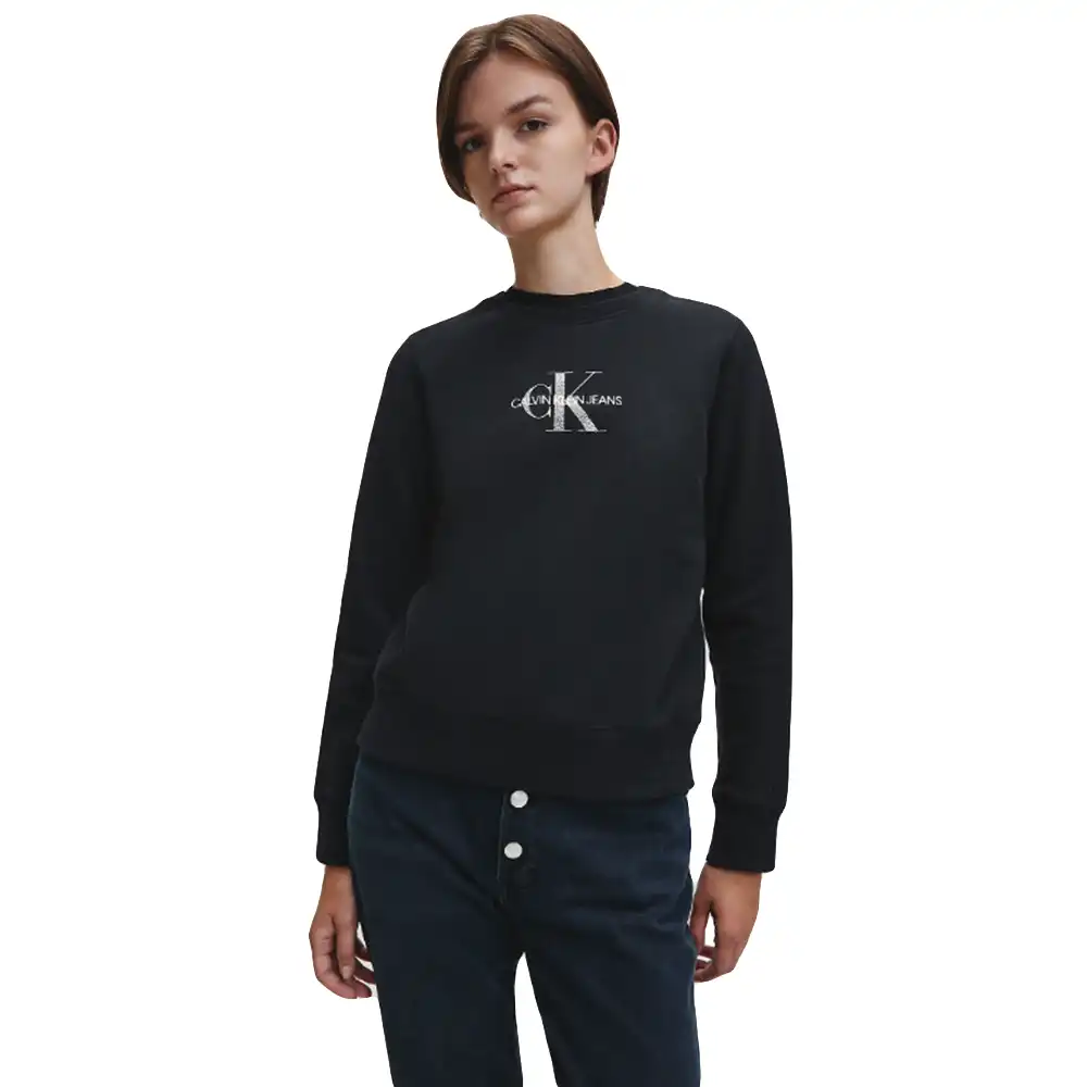 Sweat shirt femme Calvin Klein Logo paillette Noir - ZESHOES