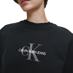 Sweat shirt femme Calvin Klein Logo paillette Noir - ZESHOES