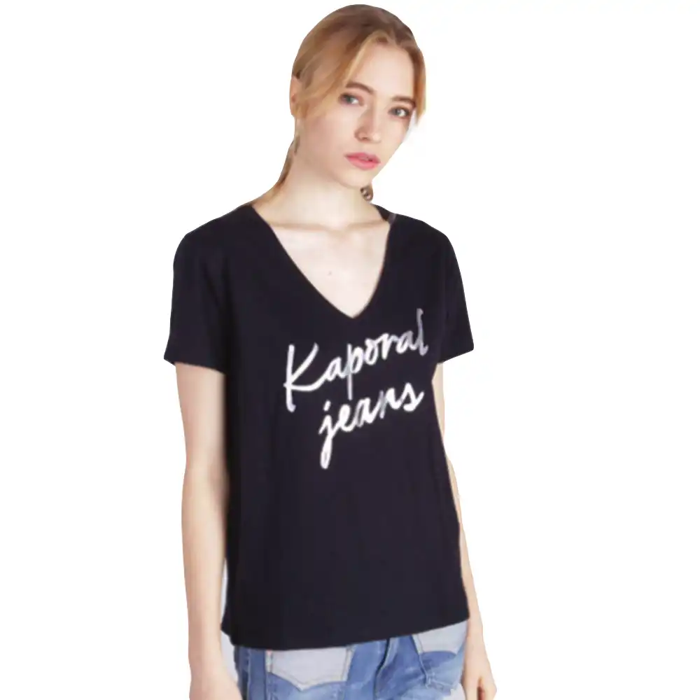 Tee shirt manche courte femme Kaporal boylmarine Noir - ZESHOES