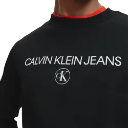 Pull homme Calvin Klein Front logo Noir - ZESHOES
