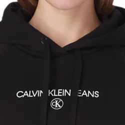 Sweat shirt femme Calvin Klein Front logo nero Noir - ZESHOES