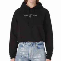 Sweat shirt femme Calvin Klein Front logo nero Noir - ZESHOES