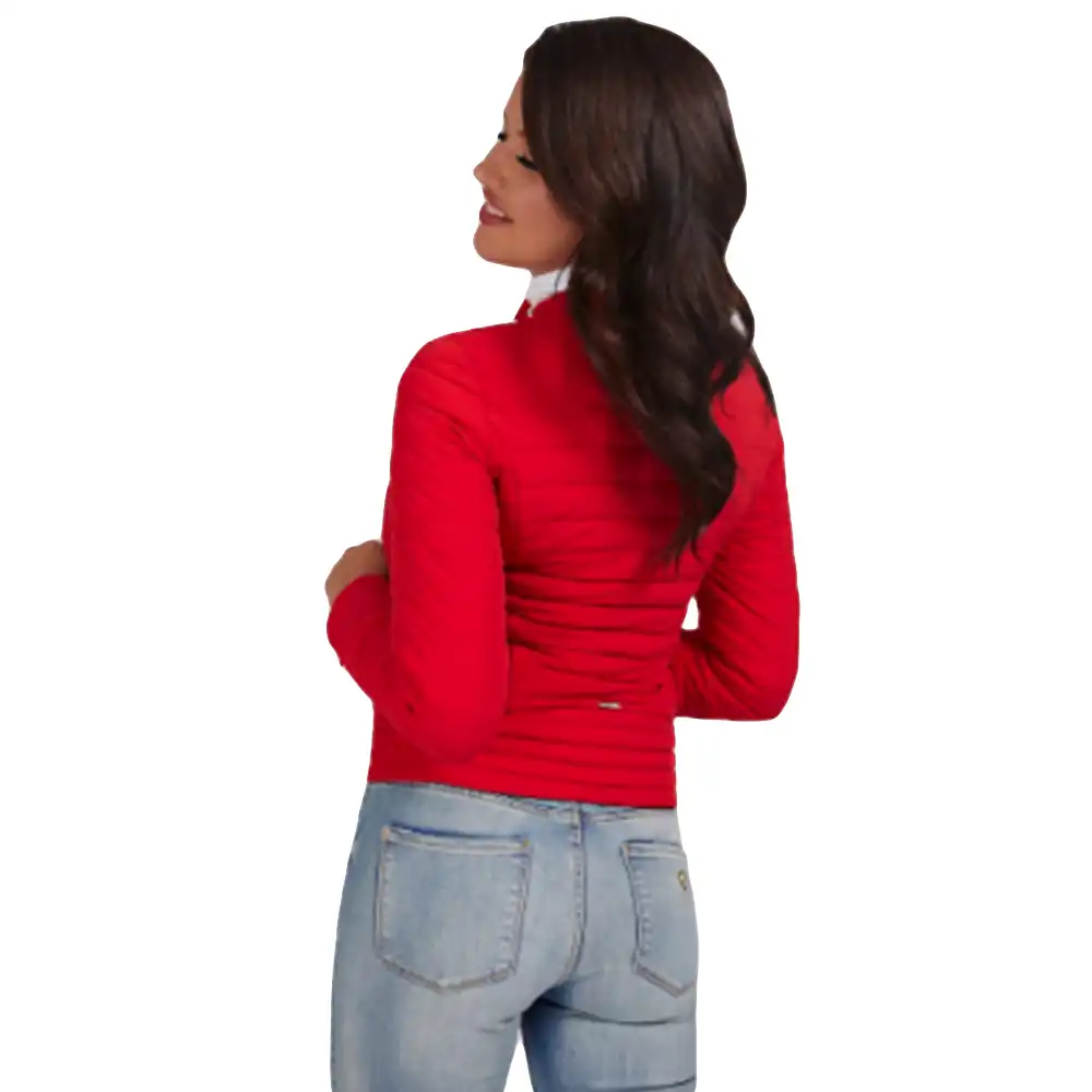 Veste femme Guess Vona slim Rouge - ZESHOES Veste femme Guess Vona slim Rouge - ZESHOES