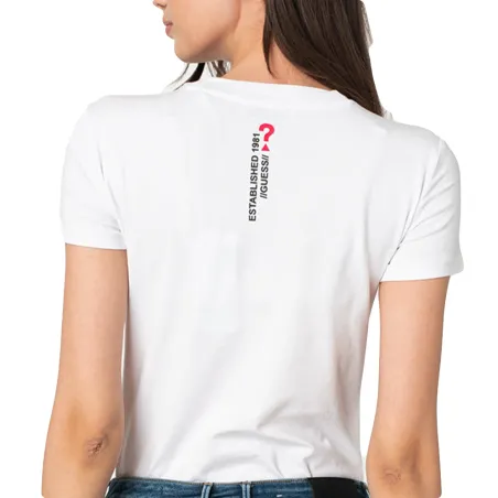 Tee shirt manche courte femme Guess Blanc Flag logo