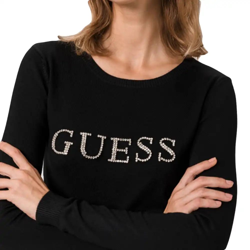Pull femme Guess Rhinestones front Noir - ZESHOES Pull femme Guess Rhinestones front Noir - ZESHOES
