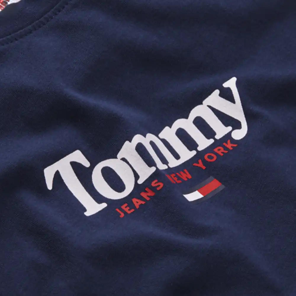 Tee shirt manche longue femme Tommy Jeans Essential logo Bleu - ZESHOES