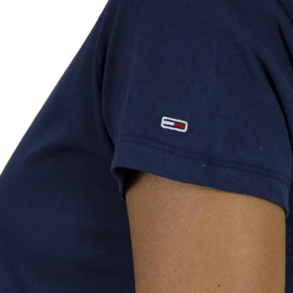 Tee shirt manche longue femme Tommy Jeans Essential logo Bleu - ZESHOES