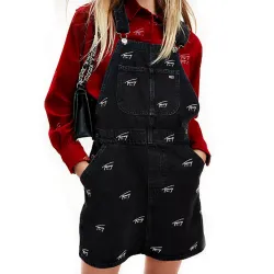 Robe femme Tommy Jeans Signature brodée Noir - ZESHOES