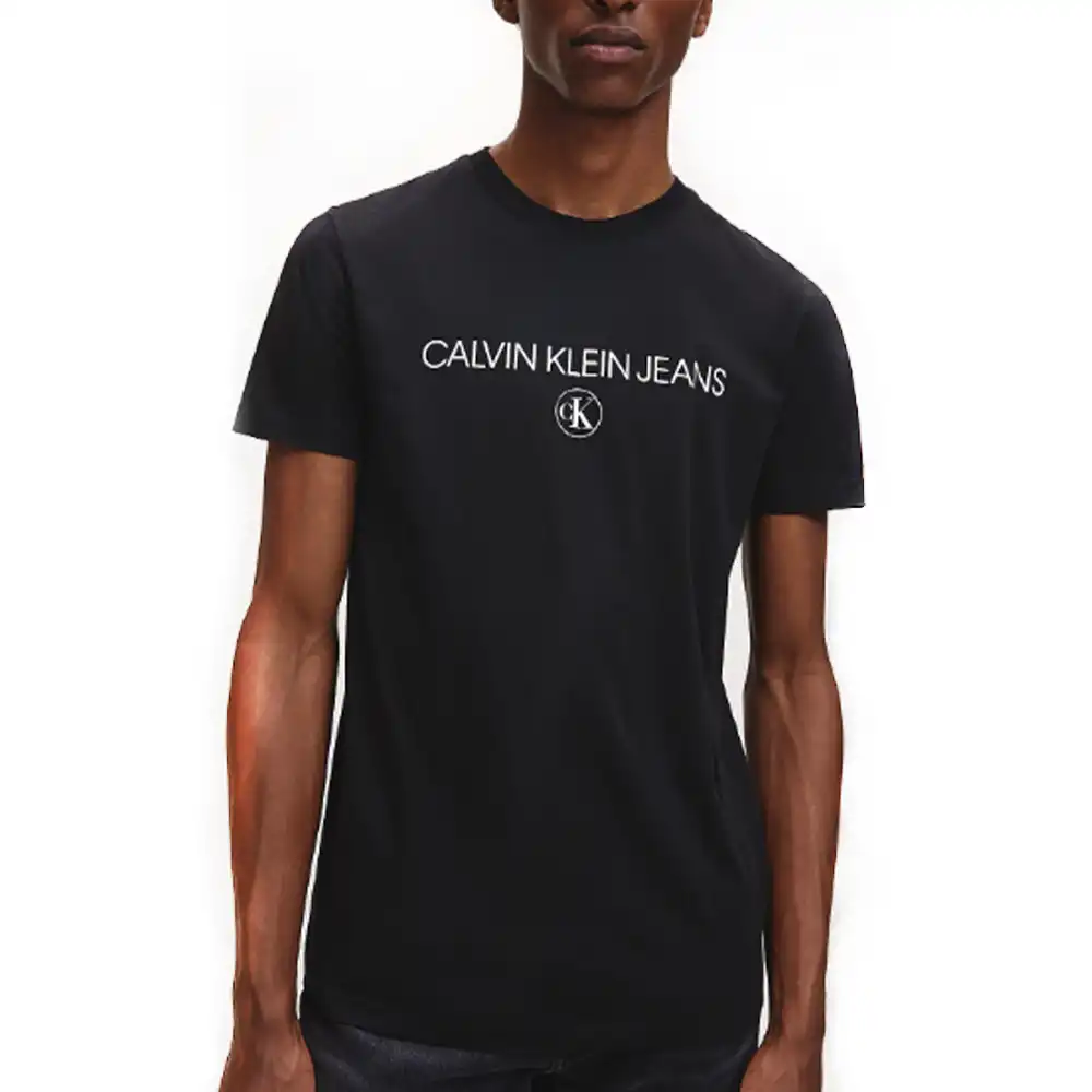 T shirt manche courte homme Calvin Klein Front logo Bleu - ZESHOES