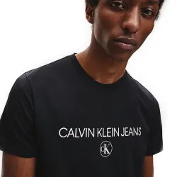 T shirt manche courte homme Calvin Klein Front logo Bleu - ZESHOES