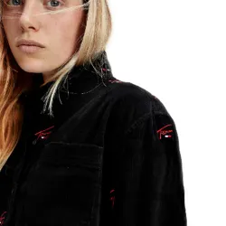 Chemise manche longue femme Tommy Jeans Velours côtelé Noir - ZESHOES