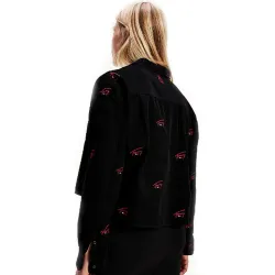 Chemise manche longue femme Tommy Jeans Velours côtelé Noir - ZESHOES