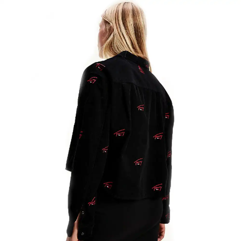 Chemise manche longue femme Tommy Jeans Velours côtelé Noir - ZESHOES