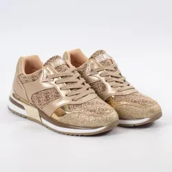 Basket basse femme Guess Gold logo Or - ZESHOES