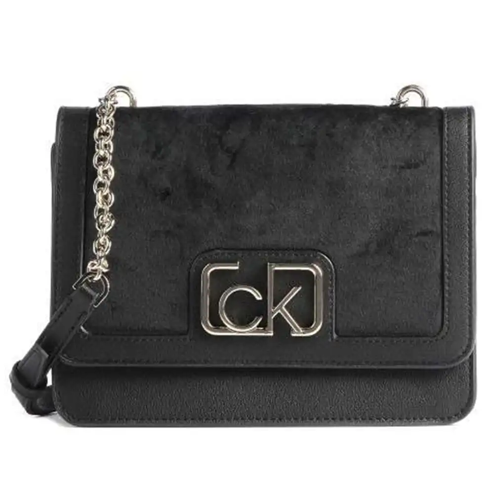 Sac bandoulière femme Calvin Klein gold logo Noir - ZESHOES