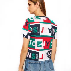 Tee shirt manche courte femme Tommy Jeans Classic art Multicolor - ZESHOES