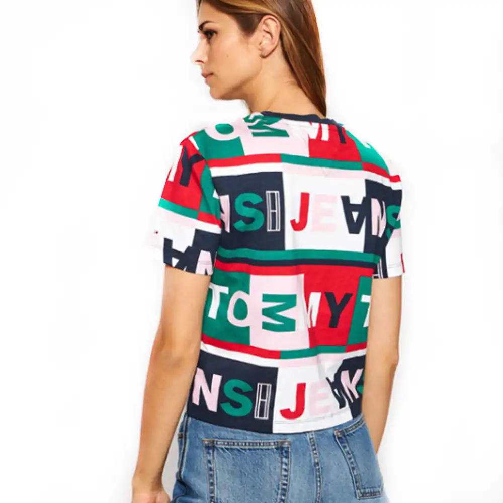 Tee shirt manche courte femme Tommy Jeans Classic art Multicolor - ZESHOES