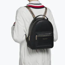 Sac à dos femme Tommy Jeans Gold logo Noir - ZESHOES