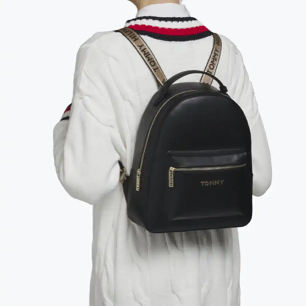 Sac à dos femme Tommy Jeans Gold logo Noir - ZESHOES