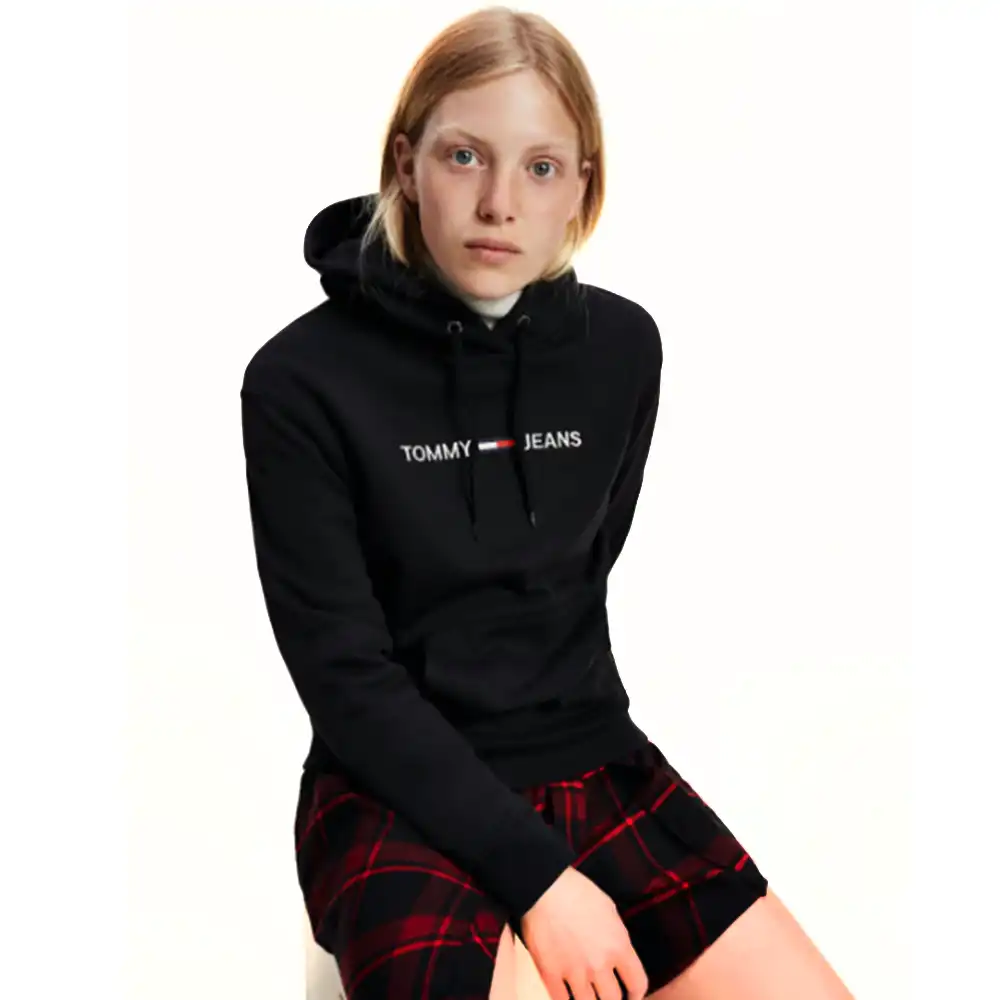 Sweat capuche femme Tommy Jeans Linear logo Noir - ZESHOES