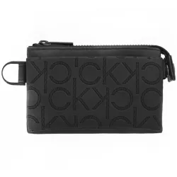 Portefeuille homme Calvin Klein Mono blend zipped pouch Noir - ZESHOES