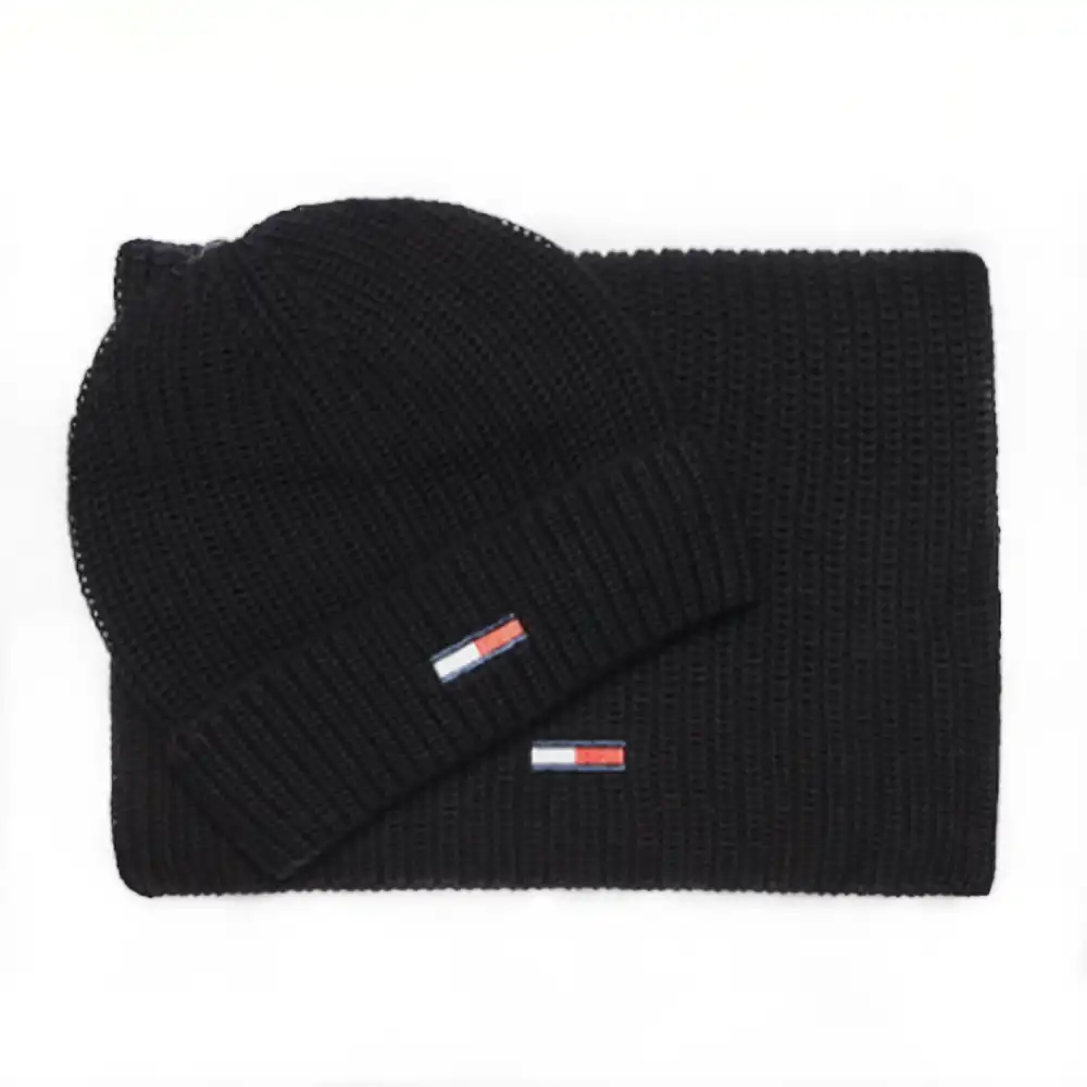 Echarpe homme Tommy Jeans Pack basic scarf & beanie gp Noir - ZESHOES