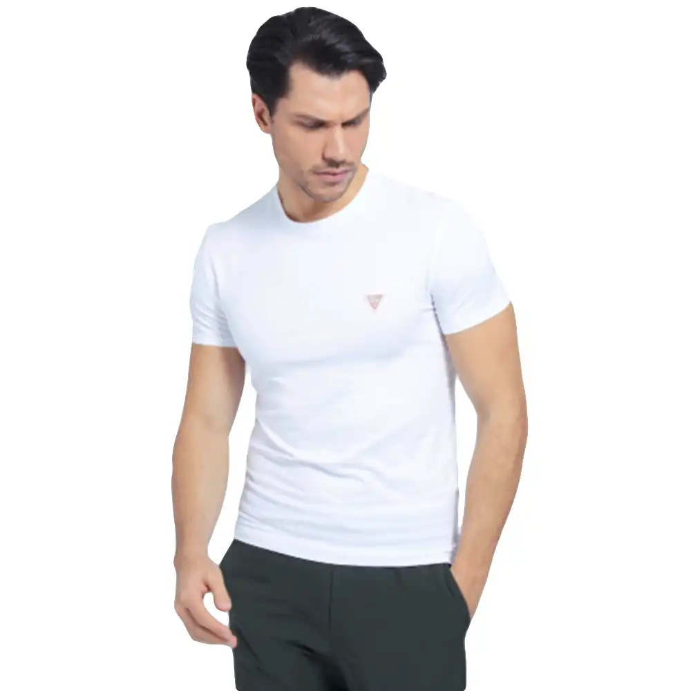 T shirt manche courte homme Guess Super slim Blanc - ZESHOES