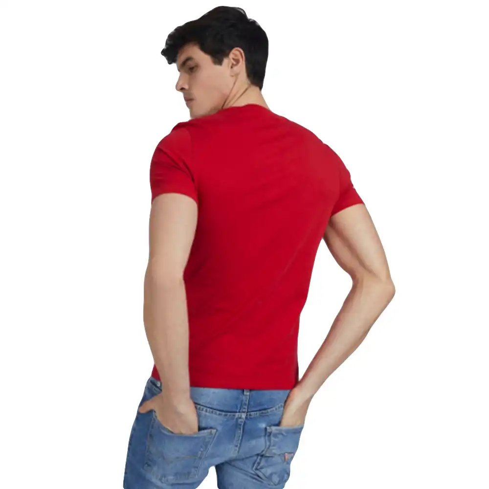 T shirt manche courte homme Guess Logo triangle Rouge - ZESHOES T shirt manche courte homme Guess Logo triangle Rouge - ZESHOES