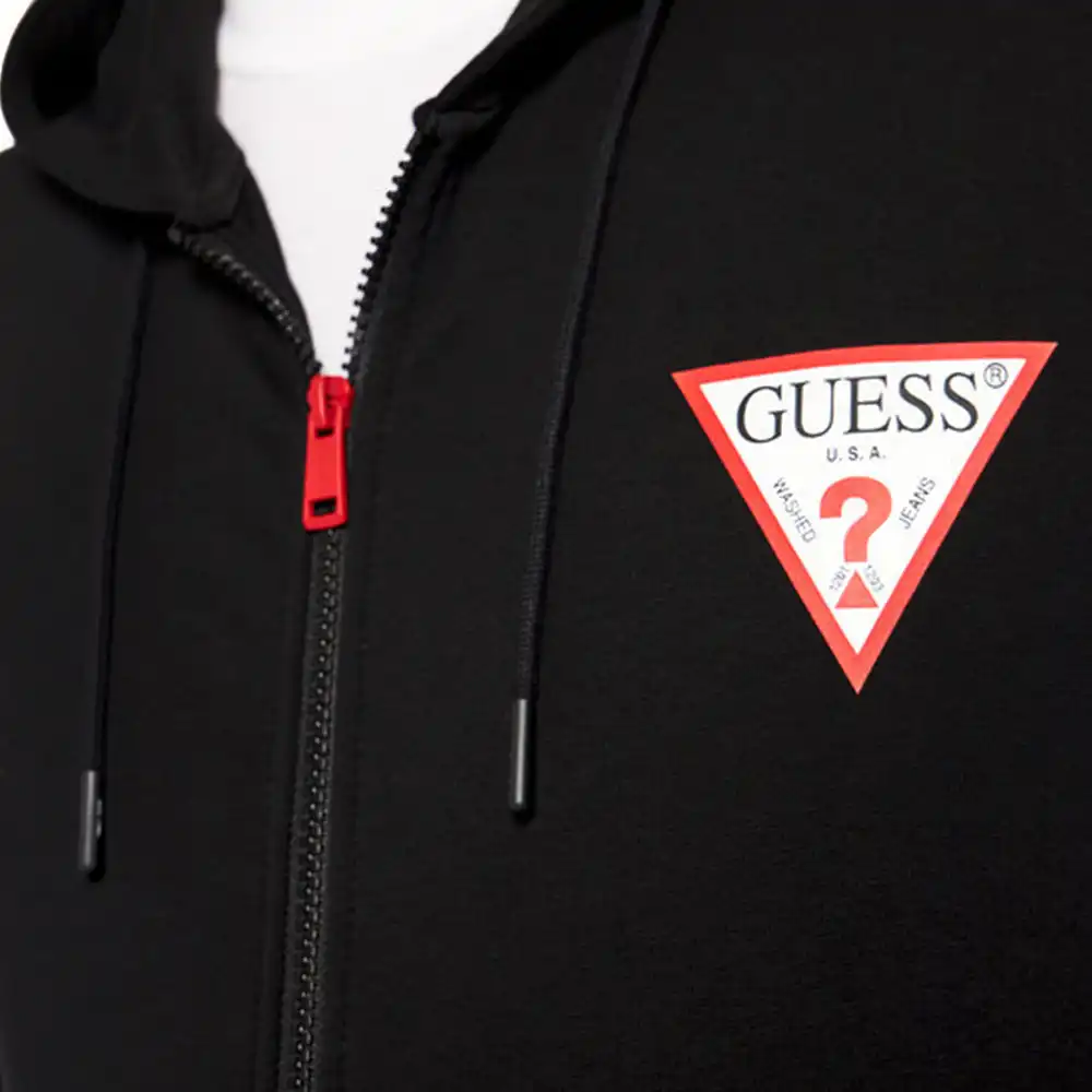Sweat zippé homme Guess Zip fastening Noir - ZESHOES Sweat zippé homme Guess Zip fastening Noir - ZESHOES