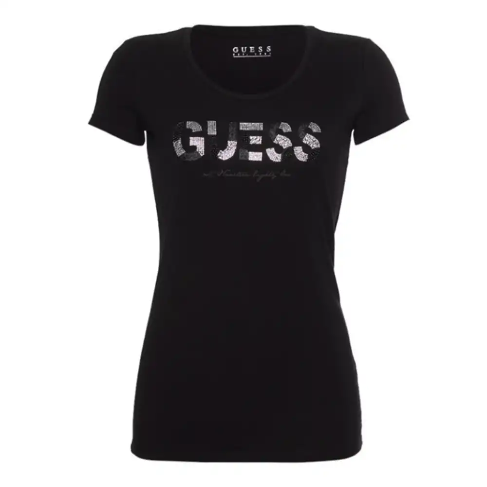 Tee shirt manche courte femme Guess Big logo Noir - ZESHOES