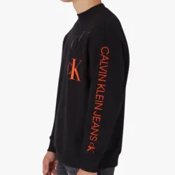 Sweat shirt homme Calvin Klein Fashion mock neck Noir - ZESHOES Sweat shirt homme Calvin Klein Fashion mock neck Noir - ZESHOES