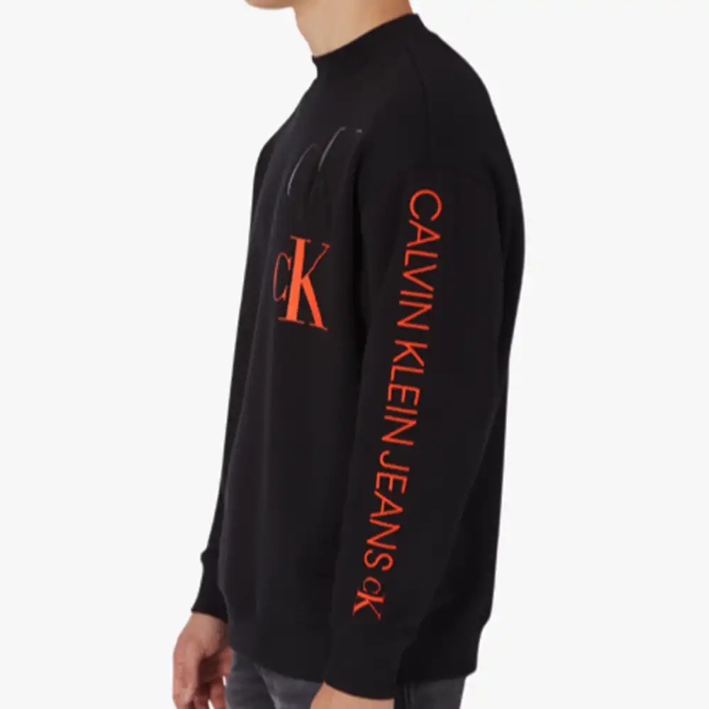 Sweat shirt homme Calvin Klein Fashion mock neck Noir - ZESHOES Sweat shirt homme Calvin Klein Fashion mock neck Noir - ZESHOES