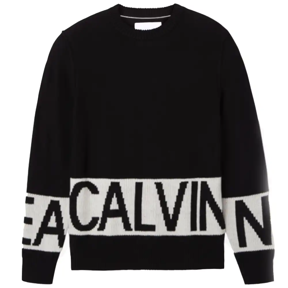 Pull homme Calvin Klein Blocking logo Noir - ZESHOES