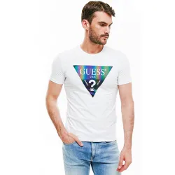 T shirt manche courte homme Guess Shades Blanc - ZESHOES