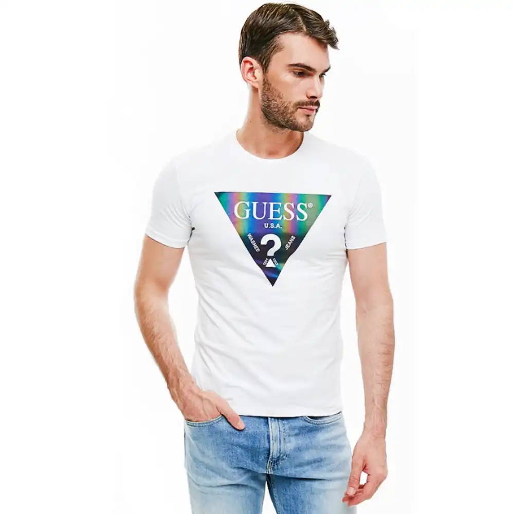 T shirt manche courte homme Guess Shades Blanc - ZESHOES