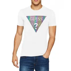 T shirt manche courte homme Guess Shades Blanc - ZESHOES T shirt manche courte homme Guess Shades Blanc - ZESHOES